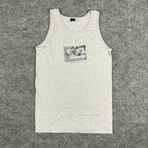 Rusty Gray Tank Top Mens Size S Graphic Print Sleeveless Athletic Casual Vintage
